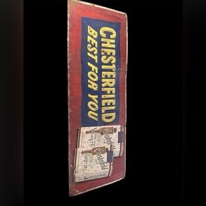 Vintage ORIGINAL Chesterfield 'Best For You' Metal Sign - Navy & Yellow